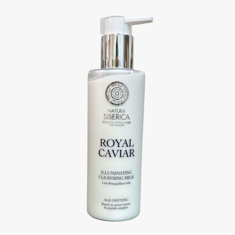 Natura Siberica leche limpiadora iluminadora con peptidos y caviar, para pieles maduras